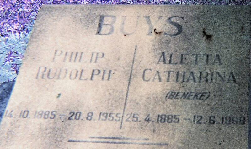 BUYS Philip Rudolph 1885-1955 & Aletta Catharina BENEKE 1885-1968
