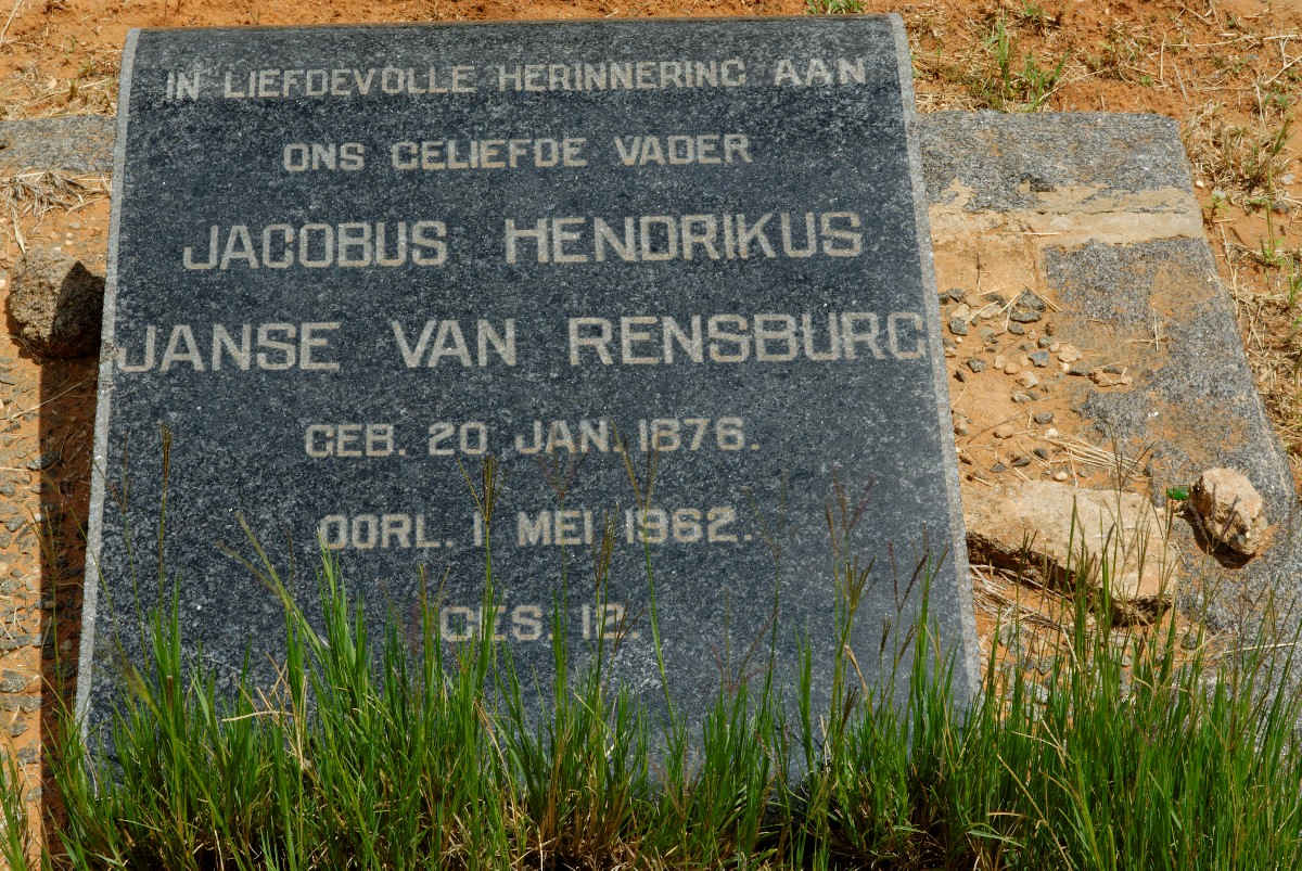 RENSBURG Jacobus Hendrikus, Janse van 1876-1962
