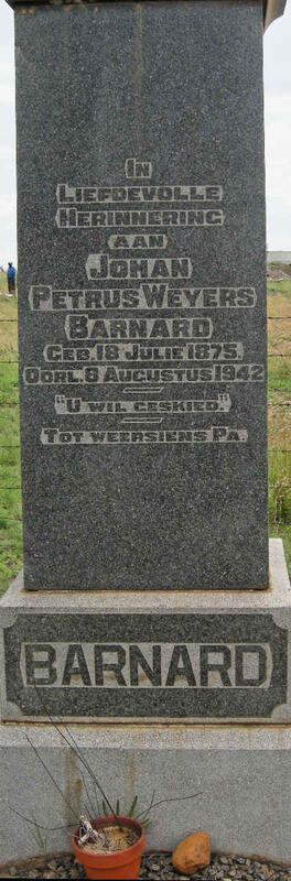 BARNARD Johan Petrus Weyers 1875-1942