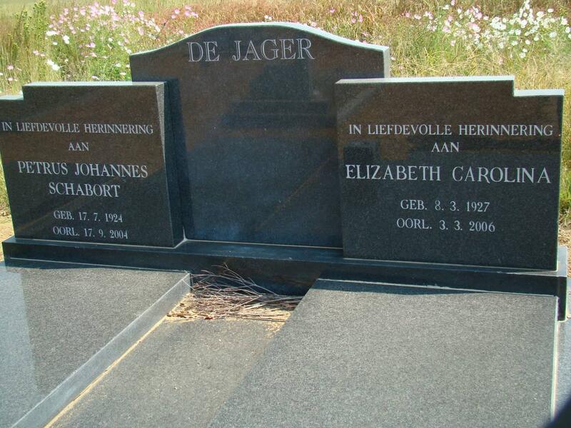JAGER Petrus Johannes Schabort, de 1924-2004 & Elizabeth Carolina 1927-2006