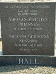 RALL Adriaan Matthys Johannes 1878-1950 & Johanna Christina Susanna 1889-1962