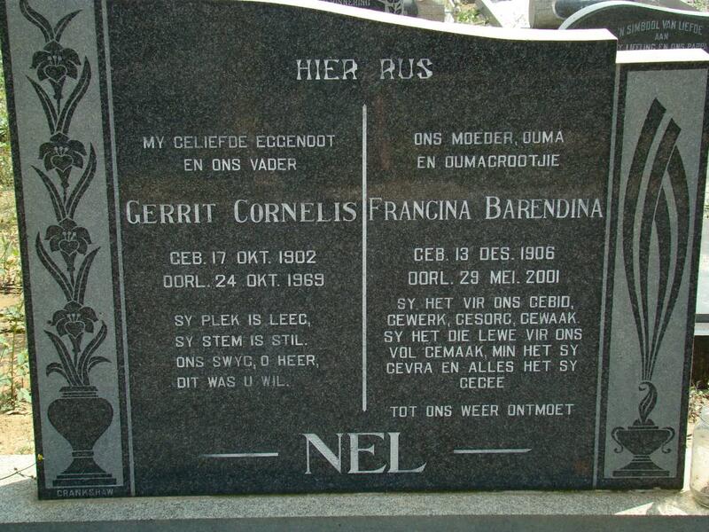 NEL Gerrit Cornelis 1902-1969 & Francina Barendina 1906-2001
