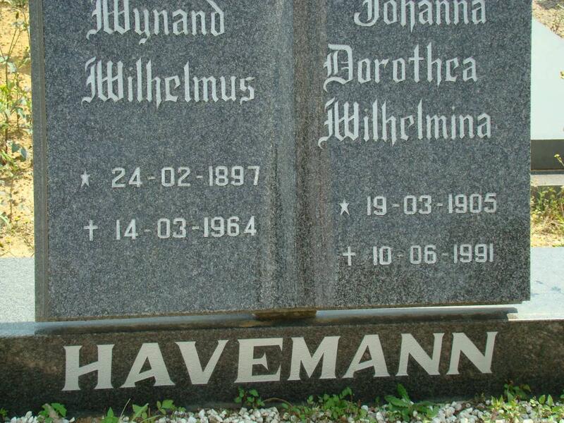 HAVEMANN Wynand Wilhelmus 1897-1964 & Johanna Dorothea Wilhelmina 1905-1991