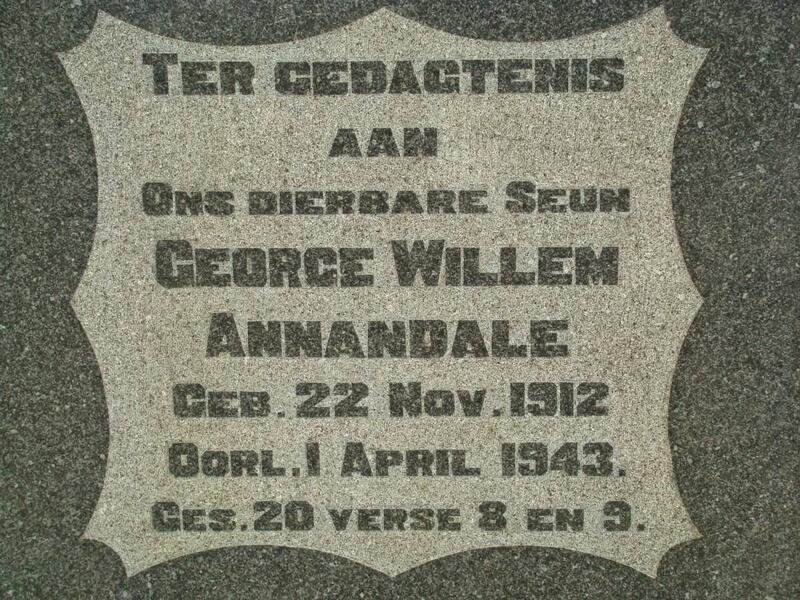 ANNANDALE George Willem 1912-1943