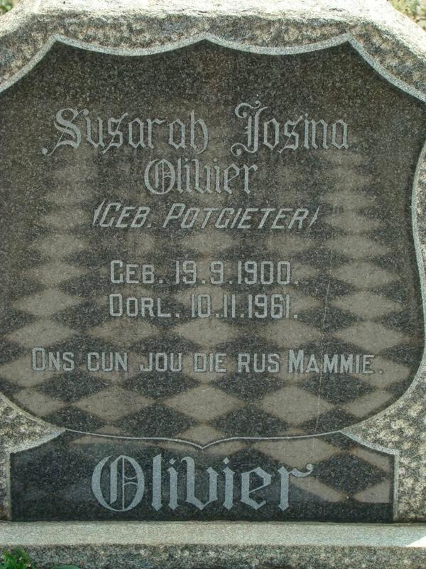 OLIVIER Susarah Josina nee POTGIETER 1900-1961