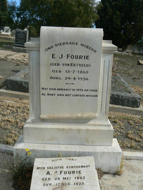 FOURIE E.J. nee VAN EETVELD 1865-1936