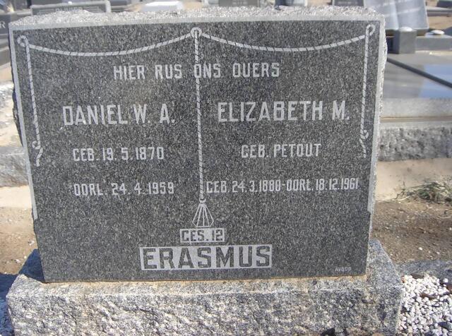 ERASMUS Daniel W.A. 1870-1959 & Elizabeth M. PETOUT 1880-1961