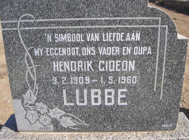 LUBBE Hendrik Gideon 1909-1960