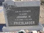 FRIEDLANDER Johanna W. 1928-1974