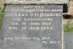 HENNING Johanna D.H. nee LABUSCHAGNE 1900-1943