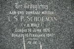 SCHOEMAN T.S.P. nee V.D. WALT 1876-1947