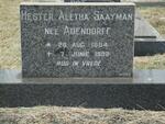 SAAYMAN Hester Aletha nee ADENDORFF 1884-1982
