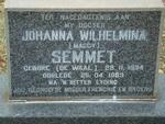 SEMMET Johanna Wilhelmina nee DE WAAL 1934-1989