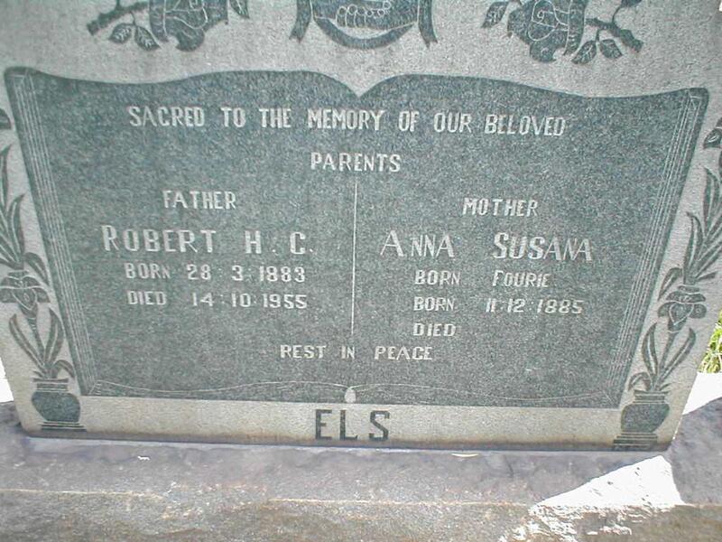 ELS Robert H.C. 1883-1955 & Anna Susana FOURIE 1885-