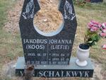 SCHALKWYK Jakobus, van 1933- & Johanna 1934-1999