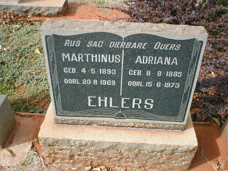 EHLERS Marthinus 1893-1969 & Adriana 1885-1973