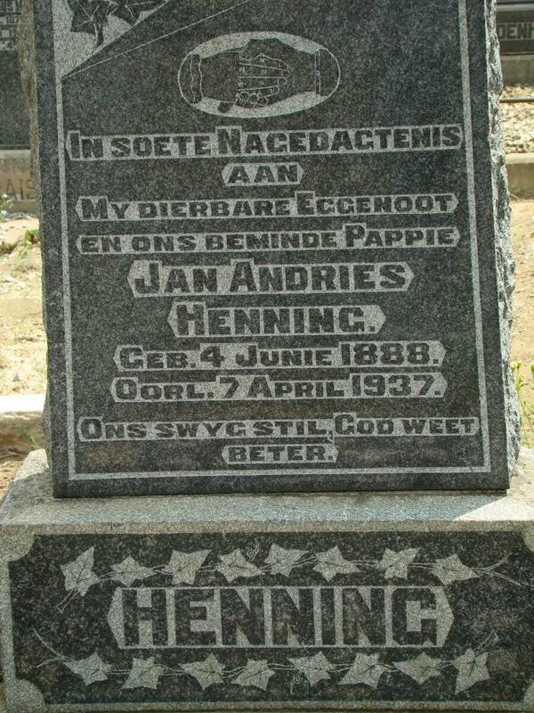 HENNING Jan Andries 1888-1937