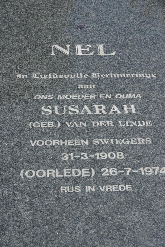 NEL Susarah, formerly SWIEGERS nee VAN DER LINDE 1908-1974