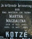 KOTZÉ Martha Magdalena nee SWART 1903-1984