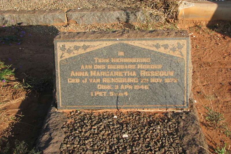 ROSSOUW Anna Margaretha nee J. VAN RENSBURG 1872-1946