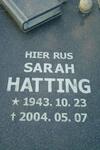 HATTING Sarah 1943-2004