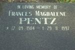PENTZ Frances Magdalene 1904-1997