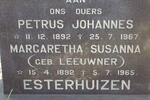 ESTERHUIZEN Petrus Johannes 1892-1967 & Margaretha Susanna LEEUWNER 1892-1965