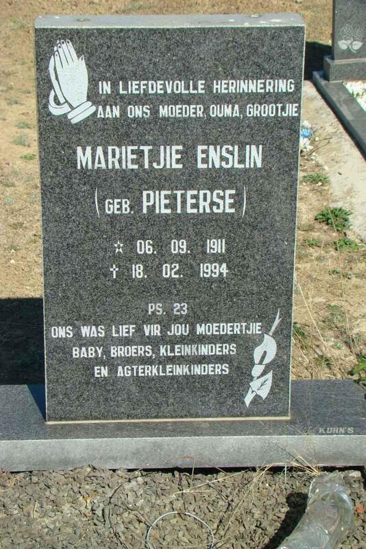 ENSLIN Marietjie nee PIETERSE 1911-1994