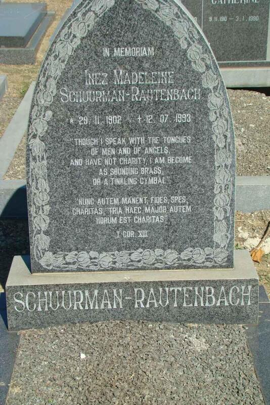 RAUTENBACH Inez Madeleine, Schuurman 1902-1993