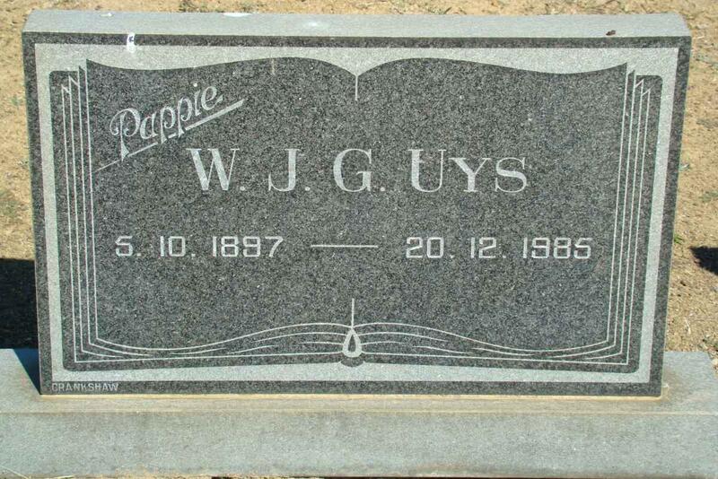 UYS W.J.G. 1897-1985
