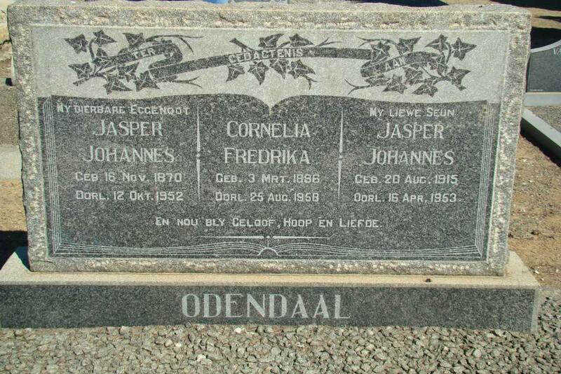 ODENDAAL Jasper Johannes 1870-1952 & Cornelia Fredrika 1886-1958 :: ODENDAAL Jasper Johannes 1915-1953