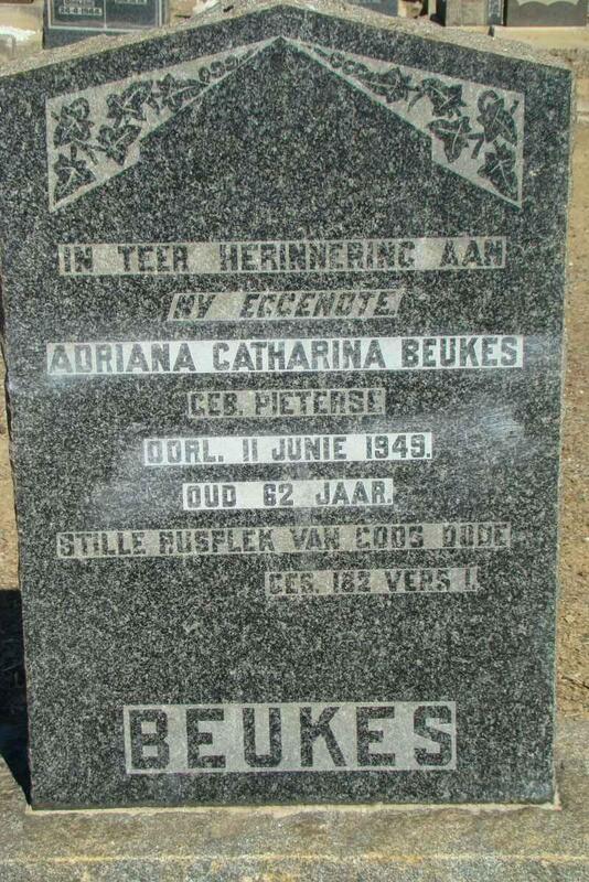 BEUKES Adriana Catharina nee PIETERSE -1949