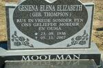 MOOLMAN Gesiena Elena Elizabeth nee THOMPSON 1936-2007