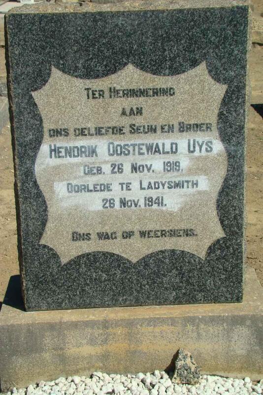 UYS Hendrik Oostewald 1919-1941