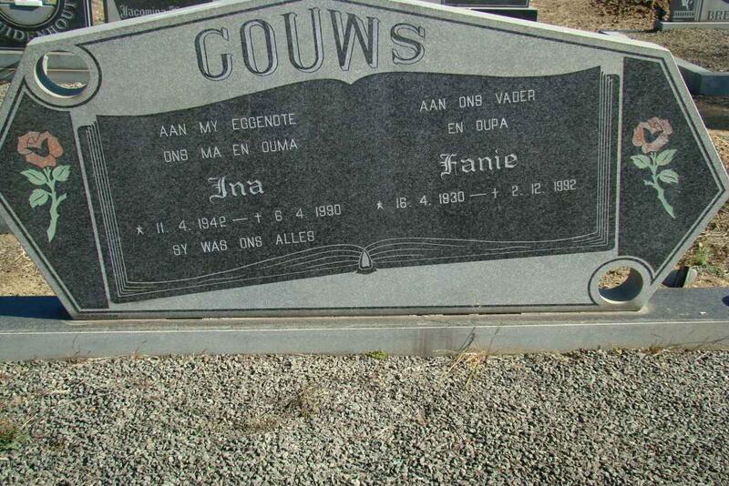 GOUWS Fanie 1930-1992 & Ina 1942-1990