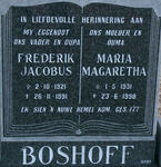 BOSHOFF Frederik Jacobus 1921-1991 & Maria Magaretha 1931-1998