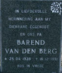 BERG Barend, van den 1939-1991