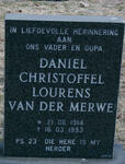 MERWE Daniel Christoffel Lourens, van der 1914-1993