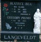 LANGEVELDT Gregory Primo 1937-2002 & Beatrice CLARK 1937-1993