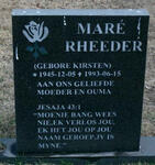 RHEEDER Maré nee KIRSTEN 1945-1993