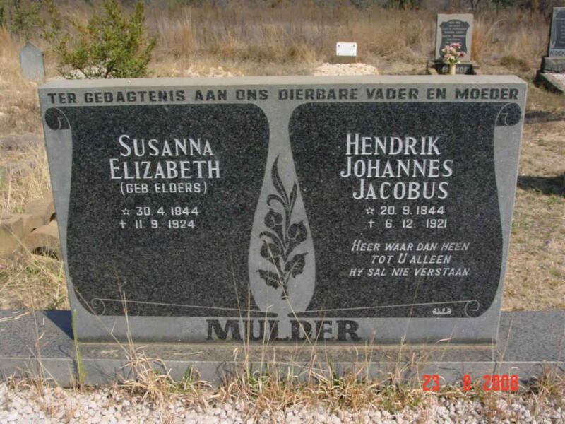 MULDER Hendrik Johannes Jacobus 1844-1921 & Susanna Elizabeth ELDERS 1844-1924