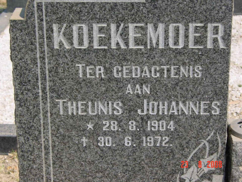KOEKEMOER Theunis Johannes 1904-1972