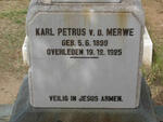 MERWE Karl Petrus, van der 1899-1925