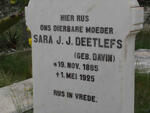 DEETLEFS Sara J.J. nee DAVIN 1885-1925