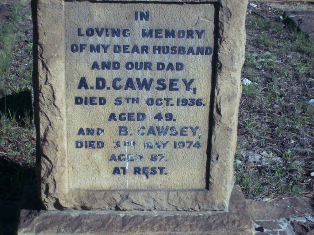 CAWSEY A.D.  -1936 & B. -1974 