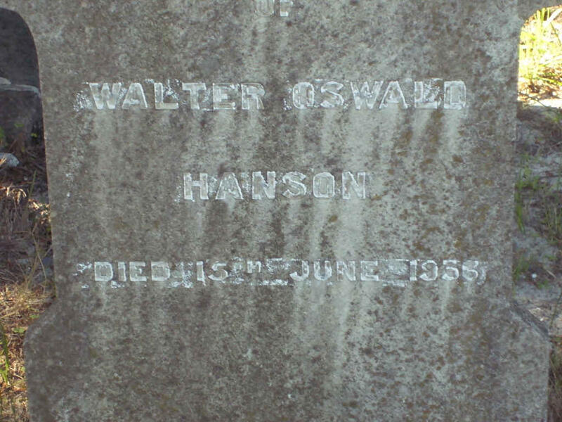 HANSON Walter Oswald  -1936