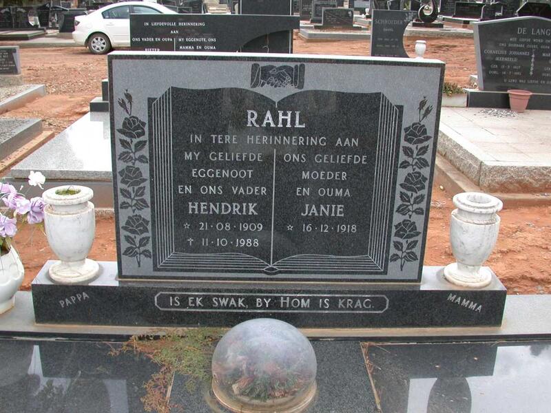 RAHL Hendrik 1909-1988 & Janie 1918-