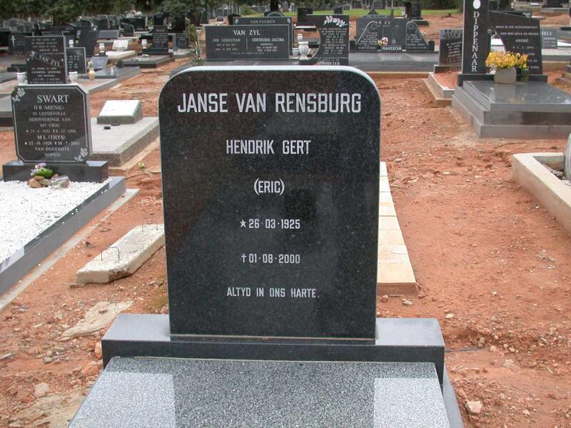 RENSBURG Hendrik Gert, Janse van 1925-2000