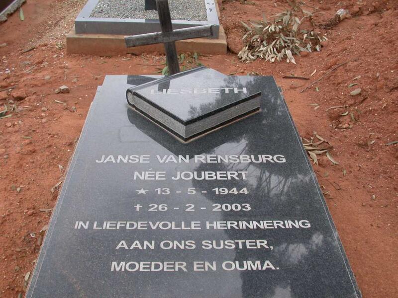 RENSBURGH Liesbeth, Janse van nee JOUBERT 1944-2003