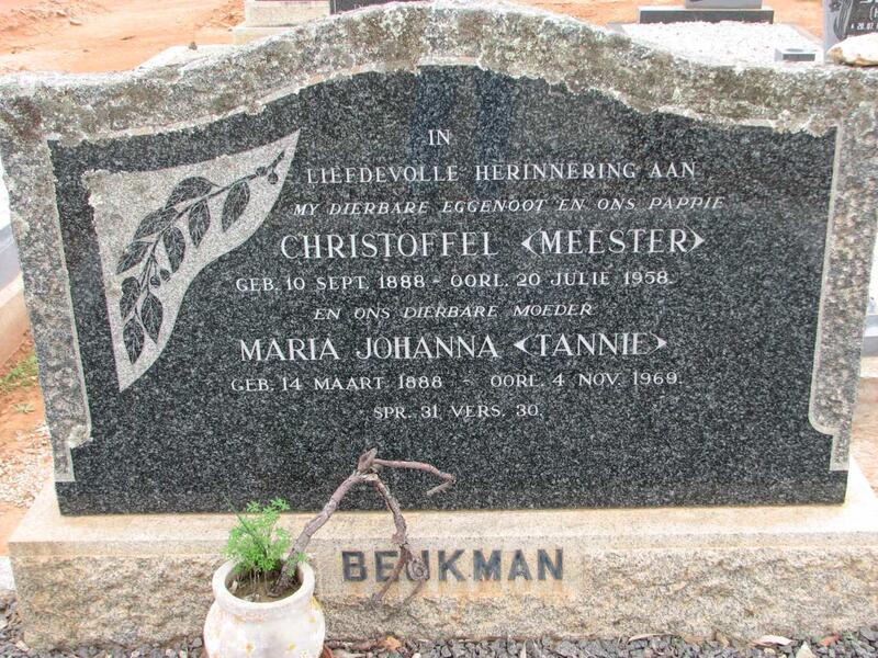 BEUKMAN Christoffel 1888-1958 & Maria Johanna 1888-1969